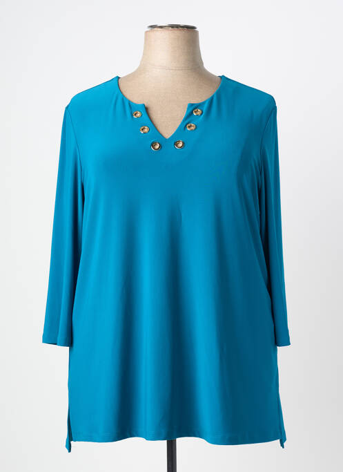 Top stretch manches 3/4 bleu JOSEPH RIBKOFF femme