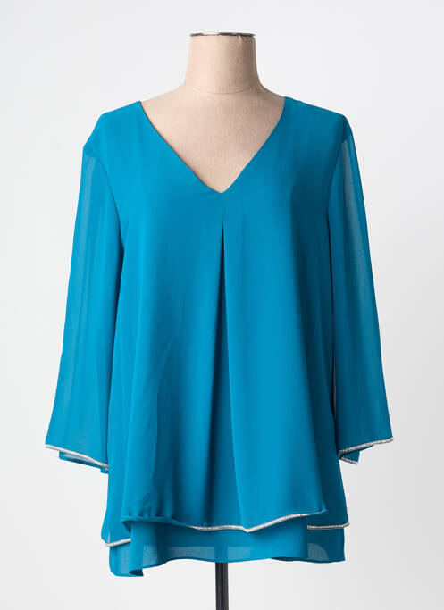 Tunique manches longues tissage crêpe bleu JOSEPH RIBKOFF femme