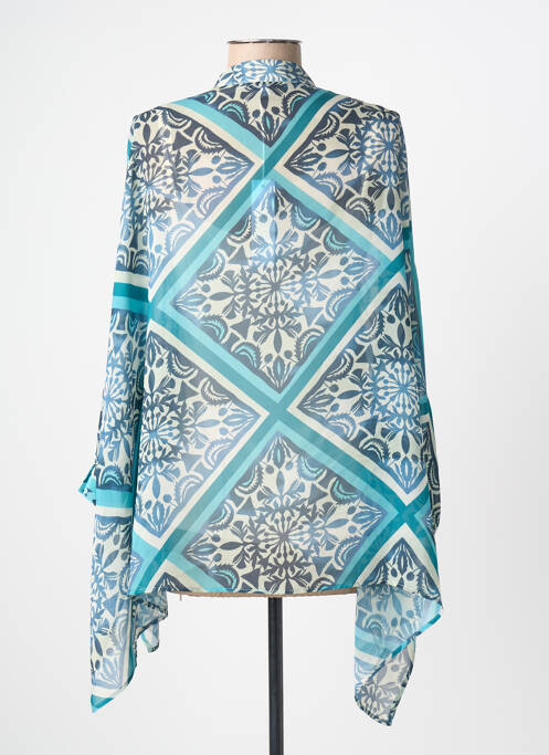 Tunique manches longues tissage crêpe bleu LESLIE femme