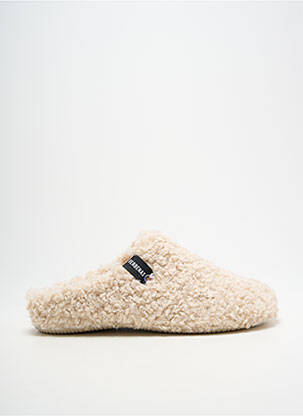 Chaussons/pantoufles bout rond talon plat jusqu'à 3cm beige clair VERBENAS femme