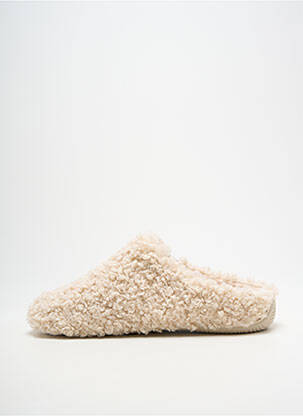 Chaussons/pantoufles bout rond talon plat jusqu'à 3cm beige clair VERBENAS femme