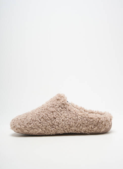 Chaussons/pantoufles bout rond talon plat jusqu'à 3cm beige VERBENAS femme