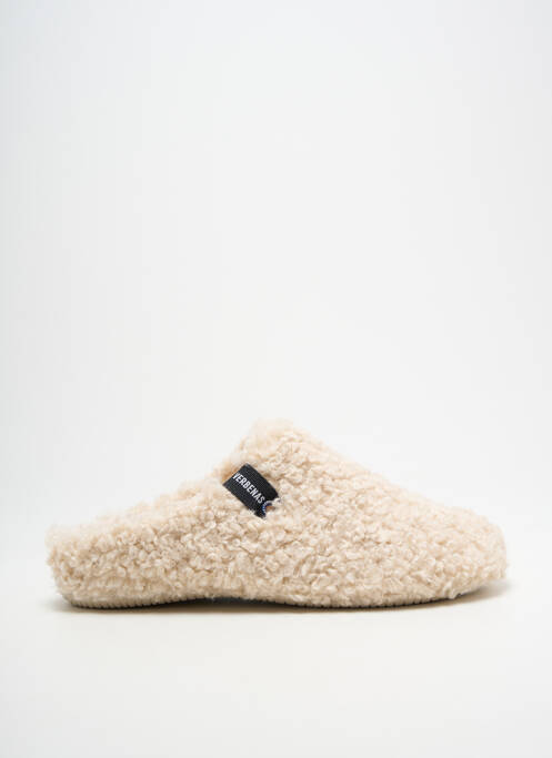 Chaussons/pantoufles bout rond talon plat jusqu'à 3cm beige clair VERBENAS femme