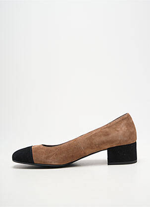 Escarpins bout carré talon de 4 à 6cm marron REQINS femme