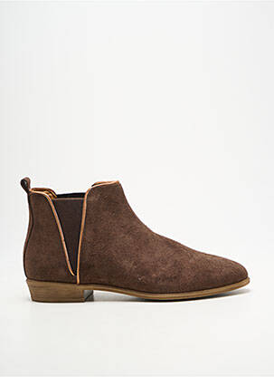 Bottines/boots bout rond talon plat jusqu'à 3cm marron COCO ET ABRICOT femme