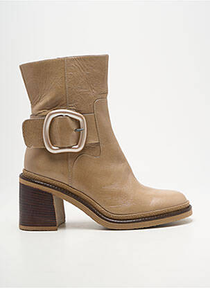 Bottines/boots tissage satiné talon de 7 à 9cm beige SOFTWAVES femme