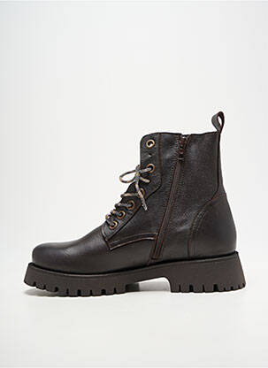 Bottines/boots tissage satiné talon de 4 à 6cm marron COCO ET ABRICOT femme