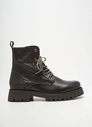 Bottines/boots tissage satiné talon de 4 à 6cm marron COCO ET ABRICOT femme