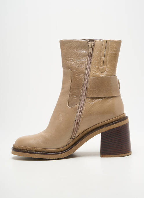 Bottines/boots tissage satiné talon de 7 à 9cm beige SOFTWAVES femme