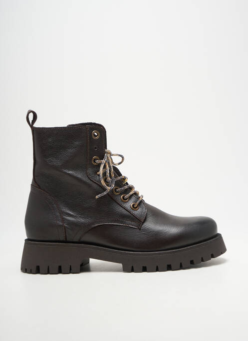 Bottines/boots tissage satiné talon de 4 à 6cm marron COCO ET ABRICOT femme