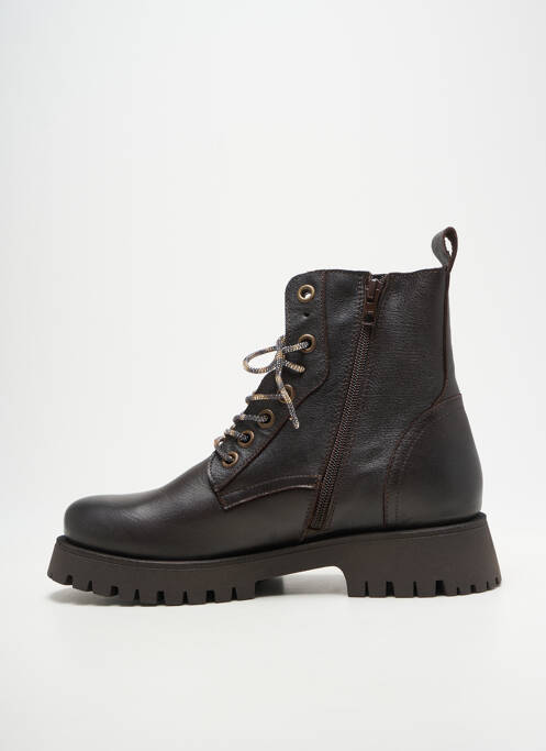 Bottines/boots tissage satiné talon de 4 à 6cm marron COCO ET ABRICOT femme