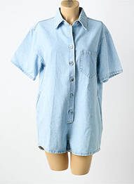 Combishort fermeture boutonnée sur le devant manches courtes bleu clair FEELHOO femme