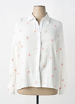 Chemisier coupe droite manches longues blanc BY ONE femme