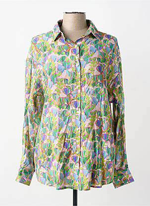 Chemisier imprimé fantaisie manches longues vert KY CREATION femme