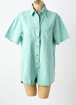 Combishort col chemisier manches courtes bleu FEELHOO femme