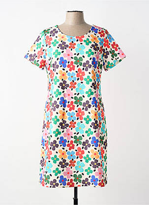 Robe courte manches courtes manches courtes blanc HIPPOCAMPE femme