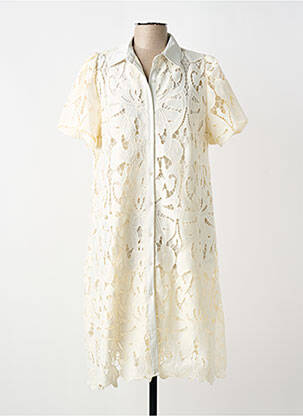 Robe mi-longue coupe évasée manches courtes blanc SENES femme