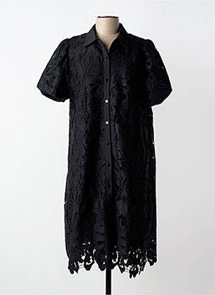 Robe mi-longue coupe évasée manches courtes noir SENES femme