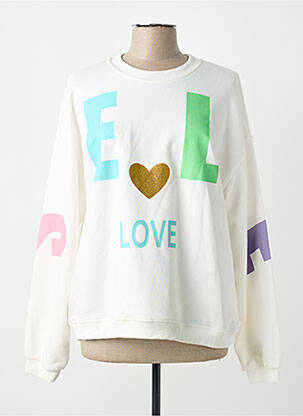 Sweat-shirt sérigraphie manches longues blanc CIAO MILANO femme