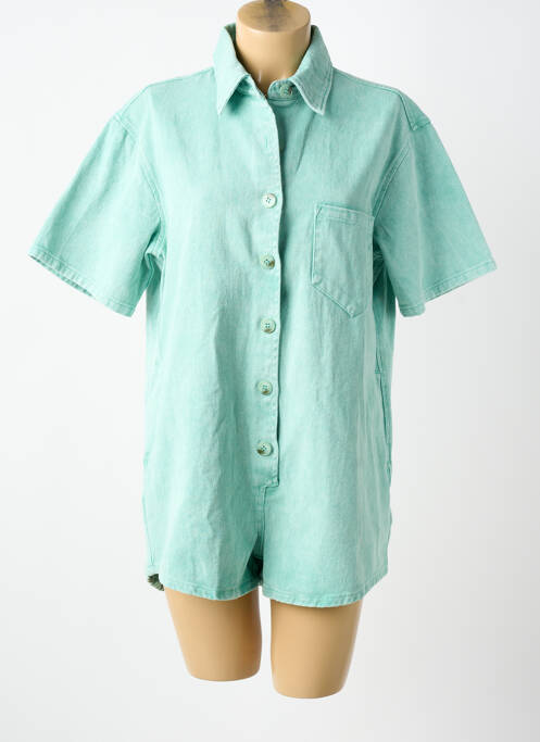 Combishort col chemisier manches courtes bleu FEELHOO femme