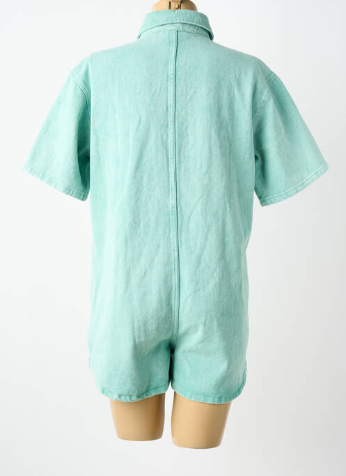 Combishort col chemisier manches courtes bleu FEELHOO femme