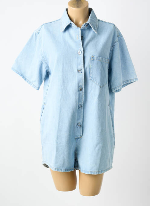 Combishort col chemisier manches courtes bleu clair FEELHOO femme