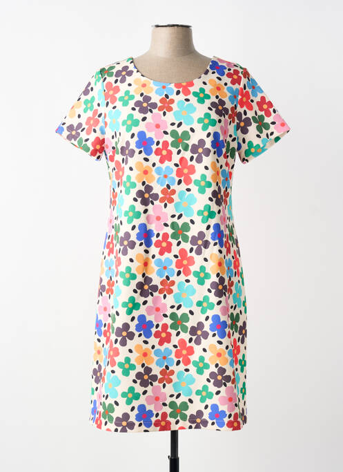 Robe courte manches courtes manches courtes blanc HIPPOCAMPE femme