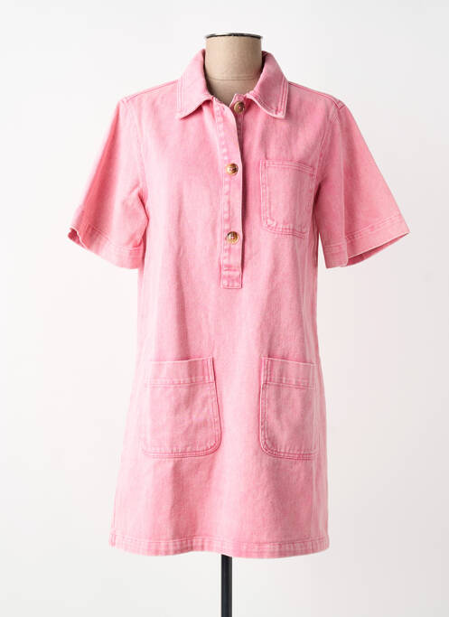 Robe courte manches courtes manches courtes rose FEELKOO femme