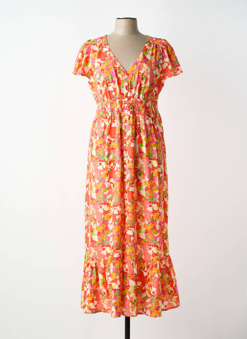 Robe longue imprimé fantaisie manches courtes rouge BY ONE femme