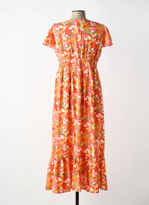 Robe longue imprimé fantaisie manches courtes rouge BY ONE femme