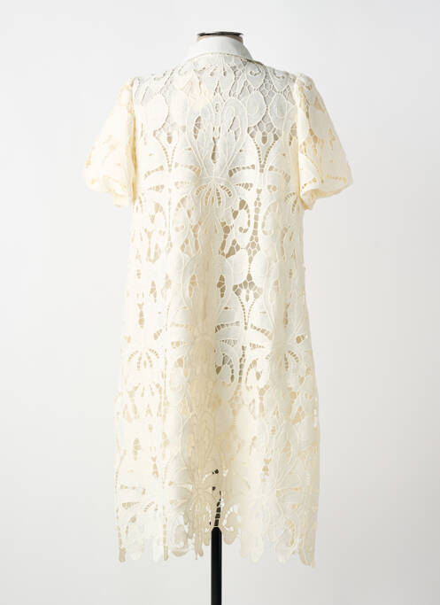 Robe mi-longue coupe évasée manches courtes blanc SENES femme