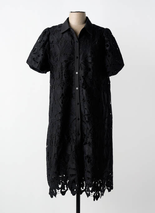 Robe mi-longue coupe évasée manches courtes noir SENES femme
