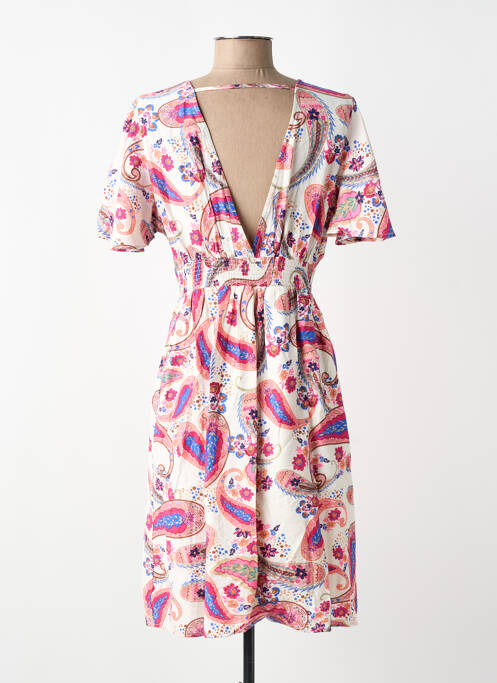 Robe mi-longue coupe évasée manches courtes rose IN APRIL 1986 femme