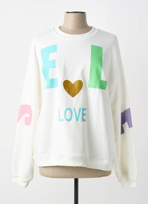 Sweat-shirt sérigraphie manches longues blanc CIAO MILANO femme