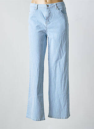 Pantalon large fermeture zippée sous rabat boutonné taille normale bleu PLACE DU JOUR femme