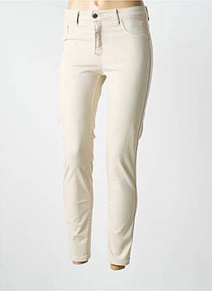 Pantalon slim tissage popeline taille normale beige ONADO femme