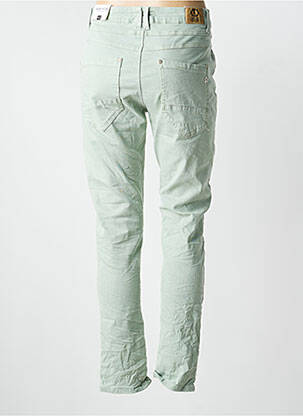 Pantalon slim tissage popeline taille normale vert KAROSTAR femme