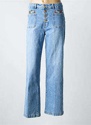 Jeans coupe large stretch taille normale bleu ONADO femme