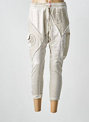 Pantacourt taille élastique taille normale beige CARLA GIANNINI femme