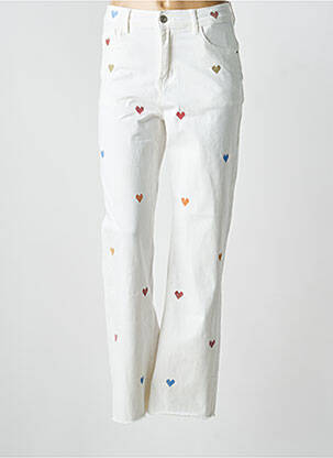 Pantalon droit stretch taille normale blanc ONADO femme