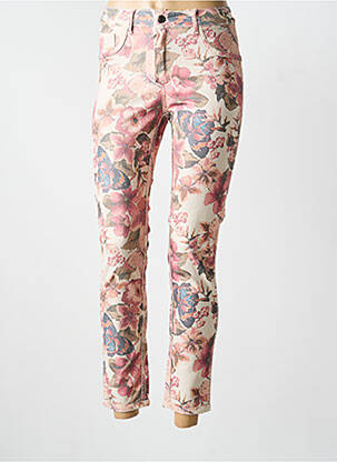 Pantalon slim tissage popeline taille normale beige ONADO femme