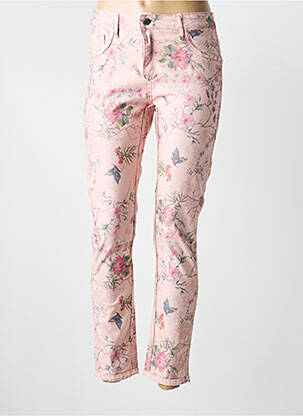 Pantalon slim tissage popeline taille normale rose ONADO femme