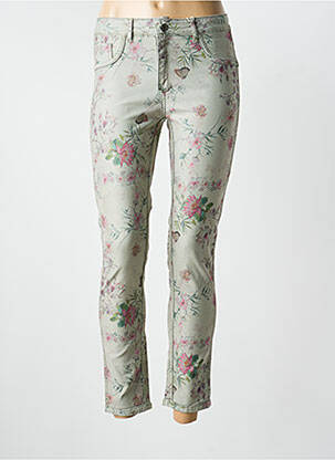 Pantalon slim tissage popeline taille normale vert ONADO femme