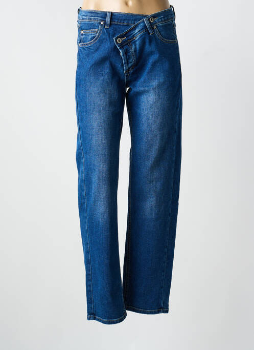 Jeans coupe droite stretch taille normale bleu PLACE DU JOUR femme