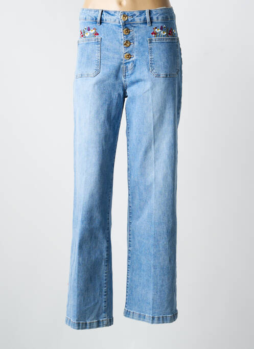 Jeans coupe large stretch taille normale bleu ONADO femme