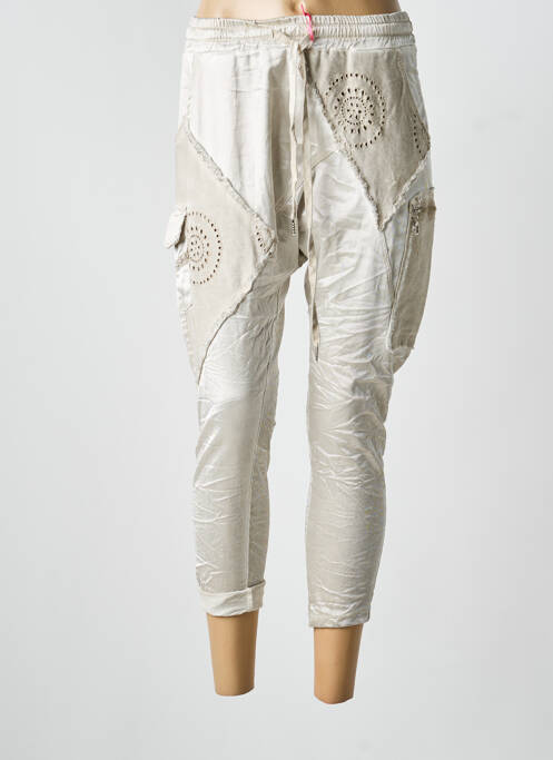 Pantacourt taille élastique taille normale beige CARLA GIANNINI femme