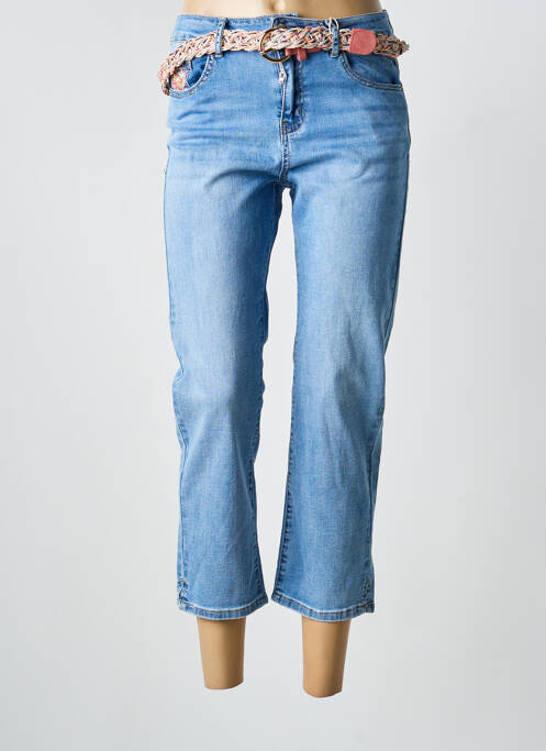 Pantacourt coupe droite taille normale bleu ONADO femme