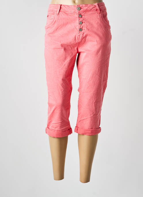 Pantacourt stretch taille normale rose KAROSTAR femme