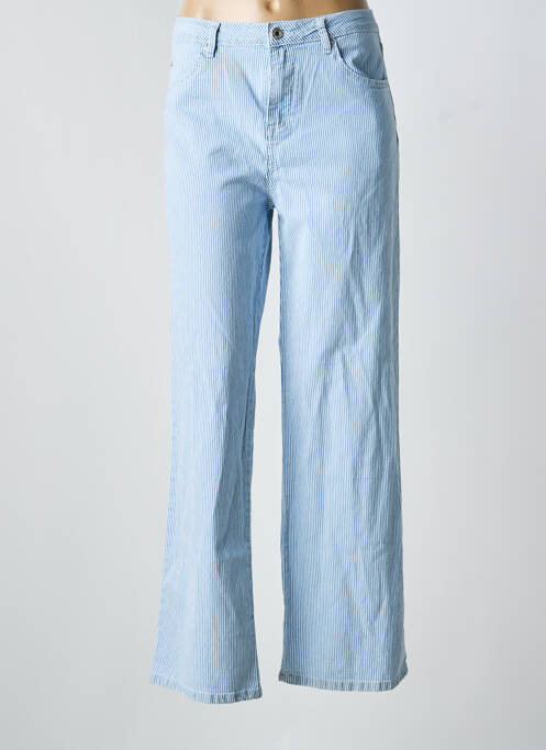 Pantalon large fermeture zippée sous rabat boutonné taille normale bleu PLACE DU JOUR femme