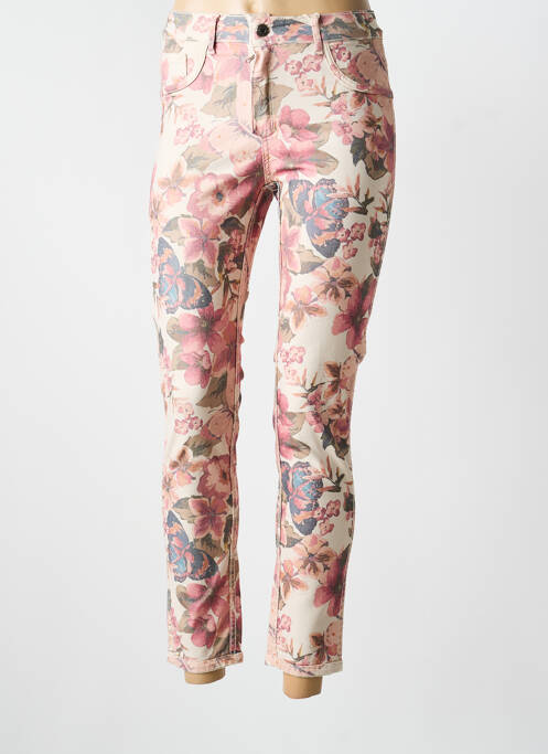 Pantalon slim tissage popeline taille normale beige ONADO femme